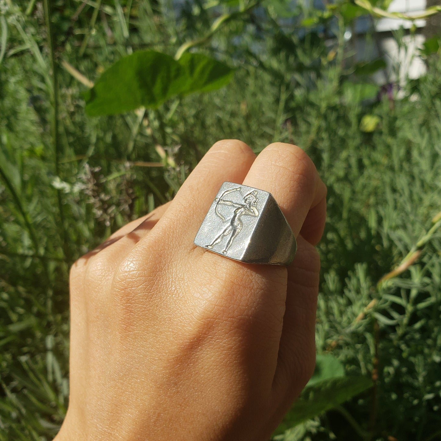 Sagittarius archer wax seal signet ring
