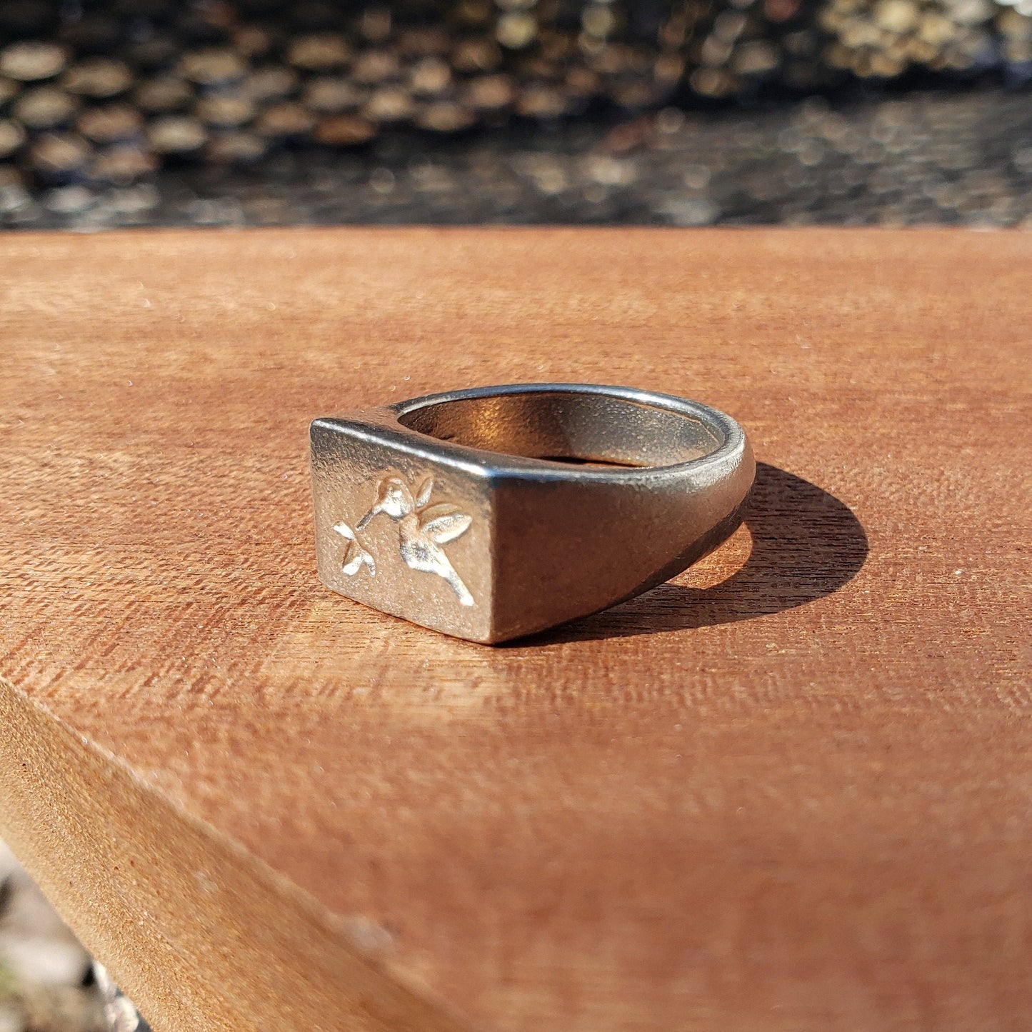 Hummingbird wax seal signet ring