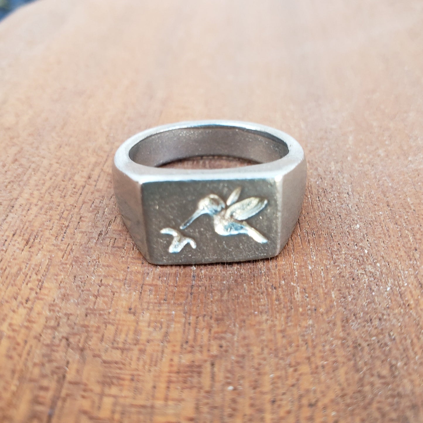 Hummingbird wax seal signet ring