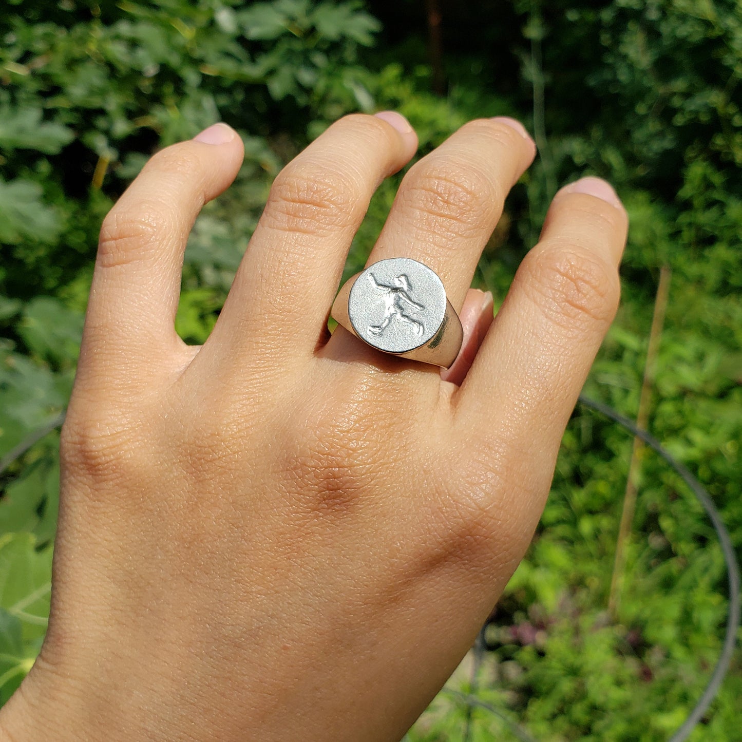Ice skater wax seal signet ring