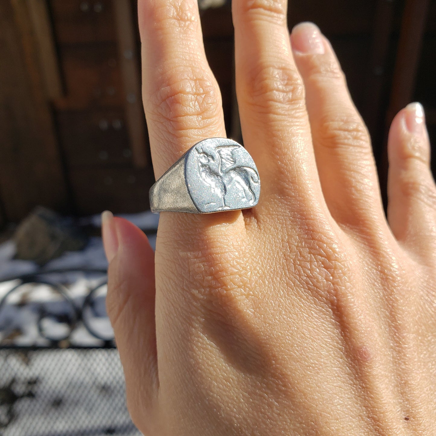 Griffin wax seal signet ring