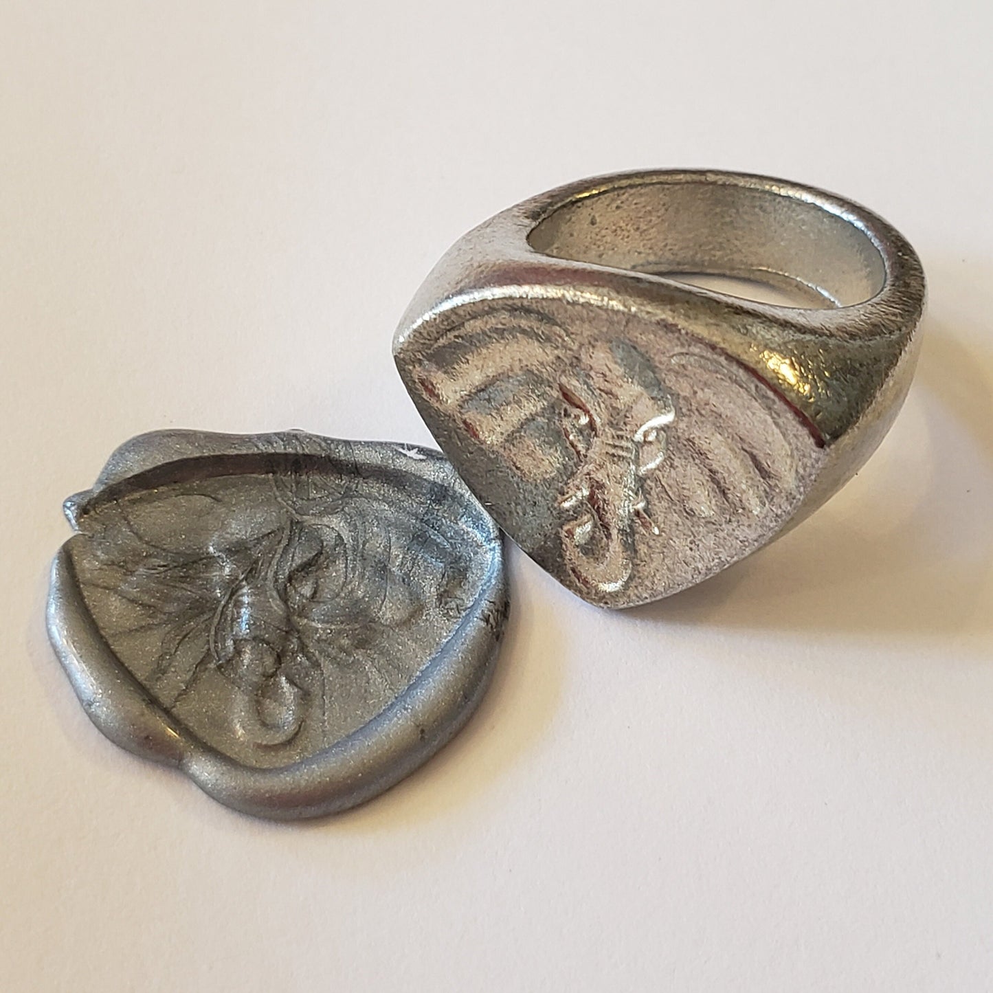 Elephant face wax seal signet ring