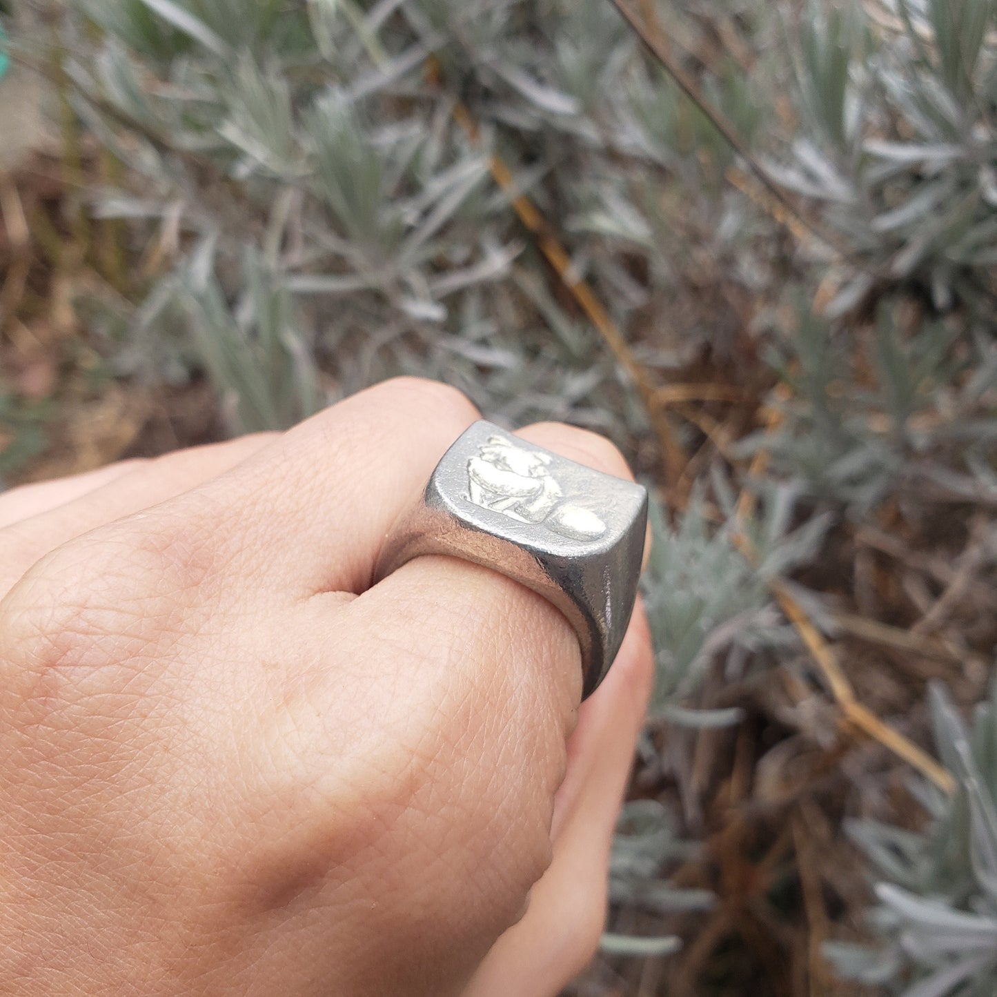 Raccoon wax seal signet ring