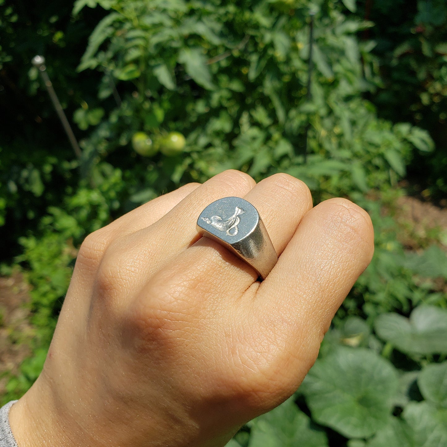 Coin pouch wax seal signet ring