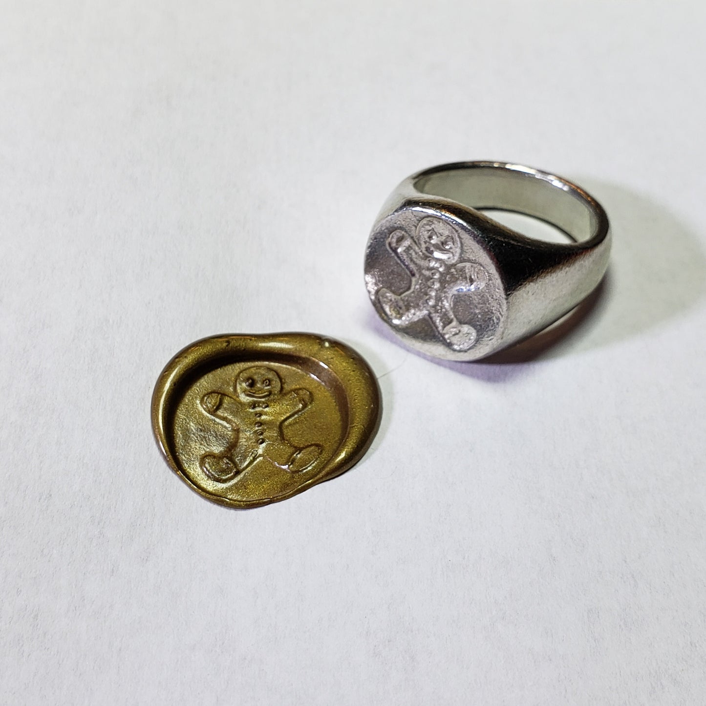Ginger bread man wax seal signet ring