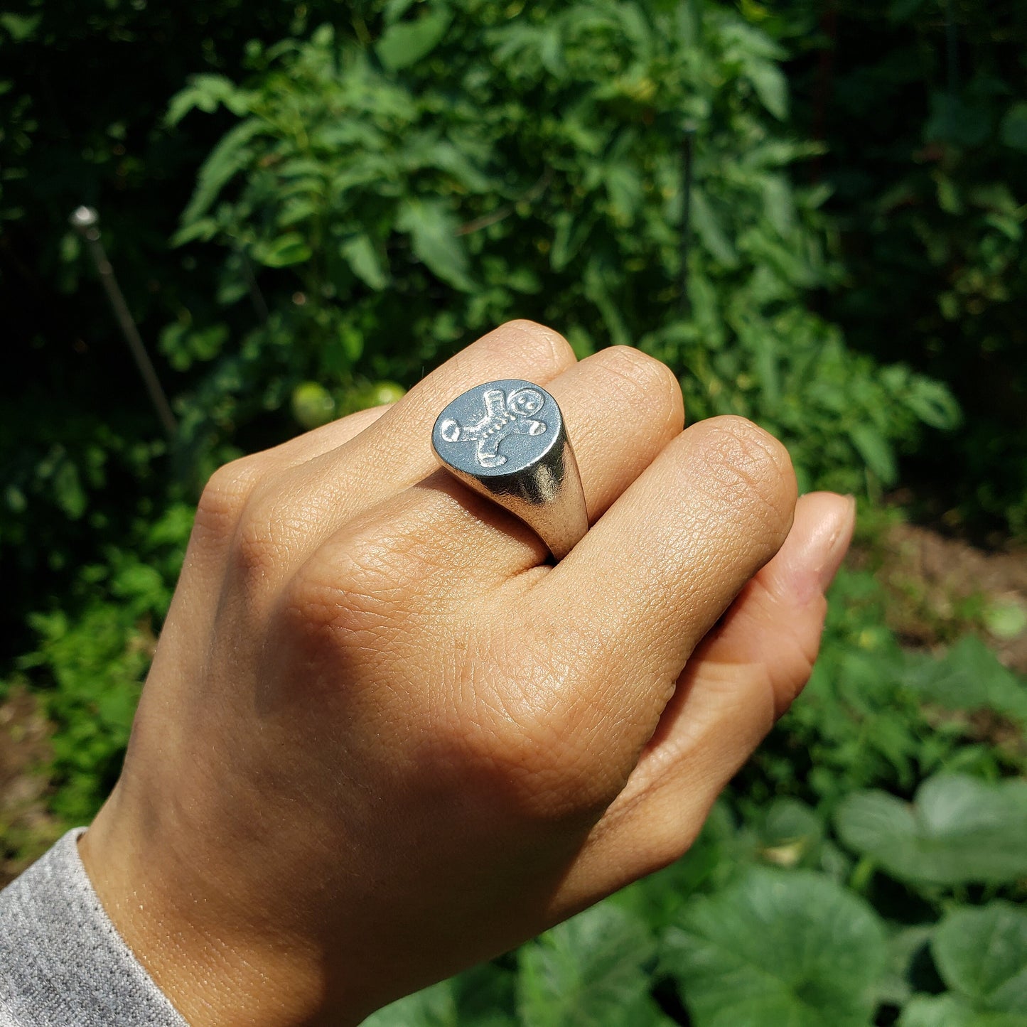 Ginger bread man wax seal signet ring
