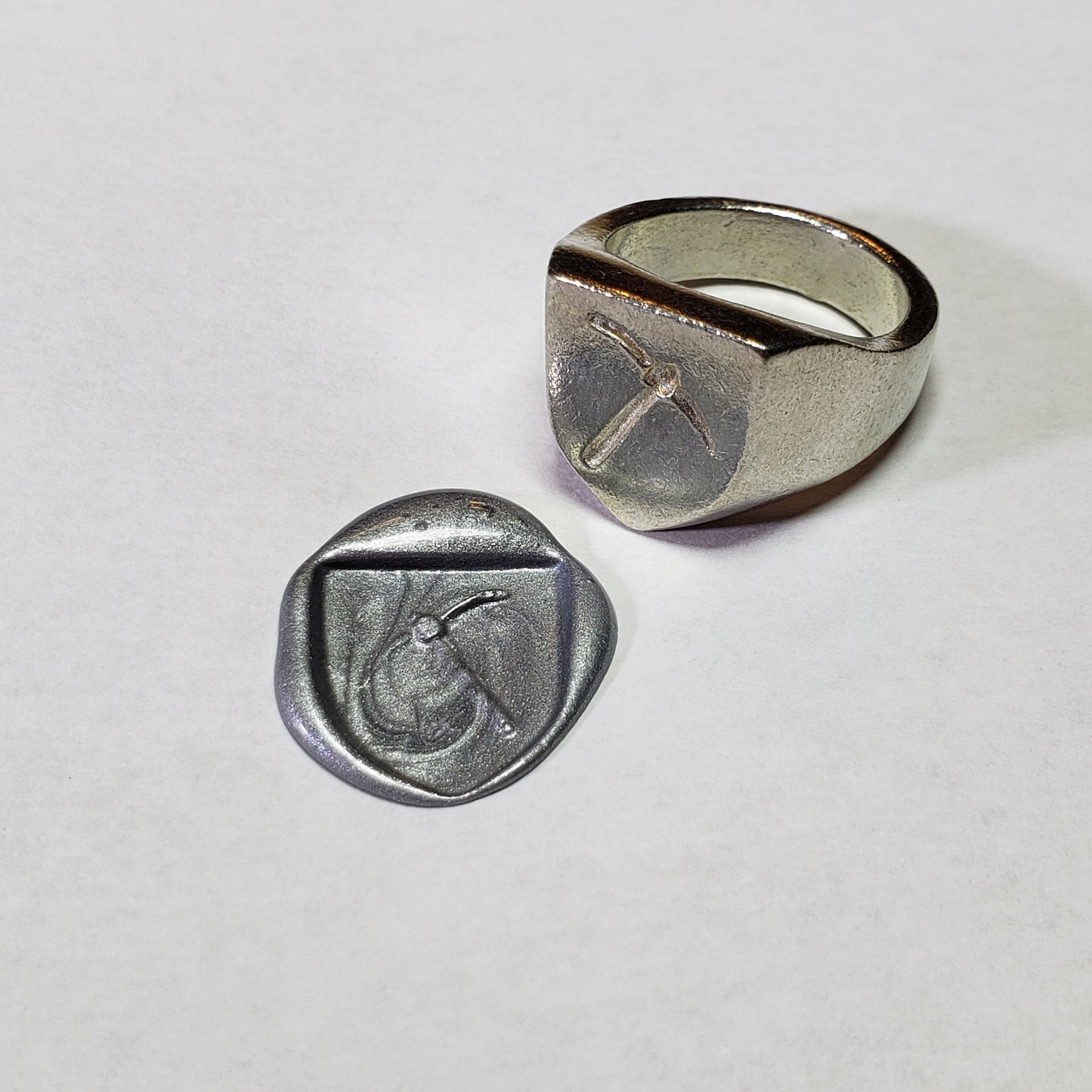 Pickaxe wax seal signet ring