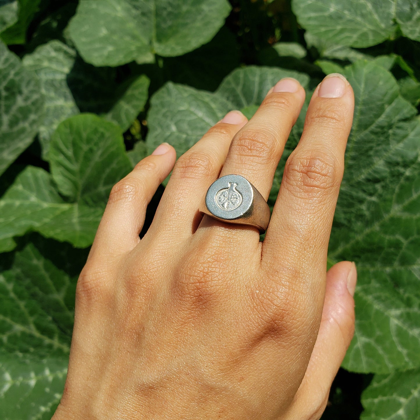 Pomegranate wax seal signet ring
