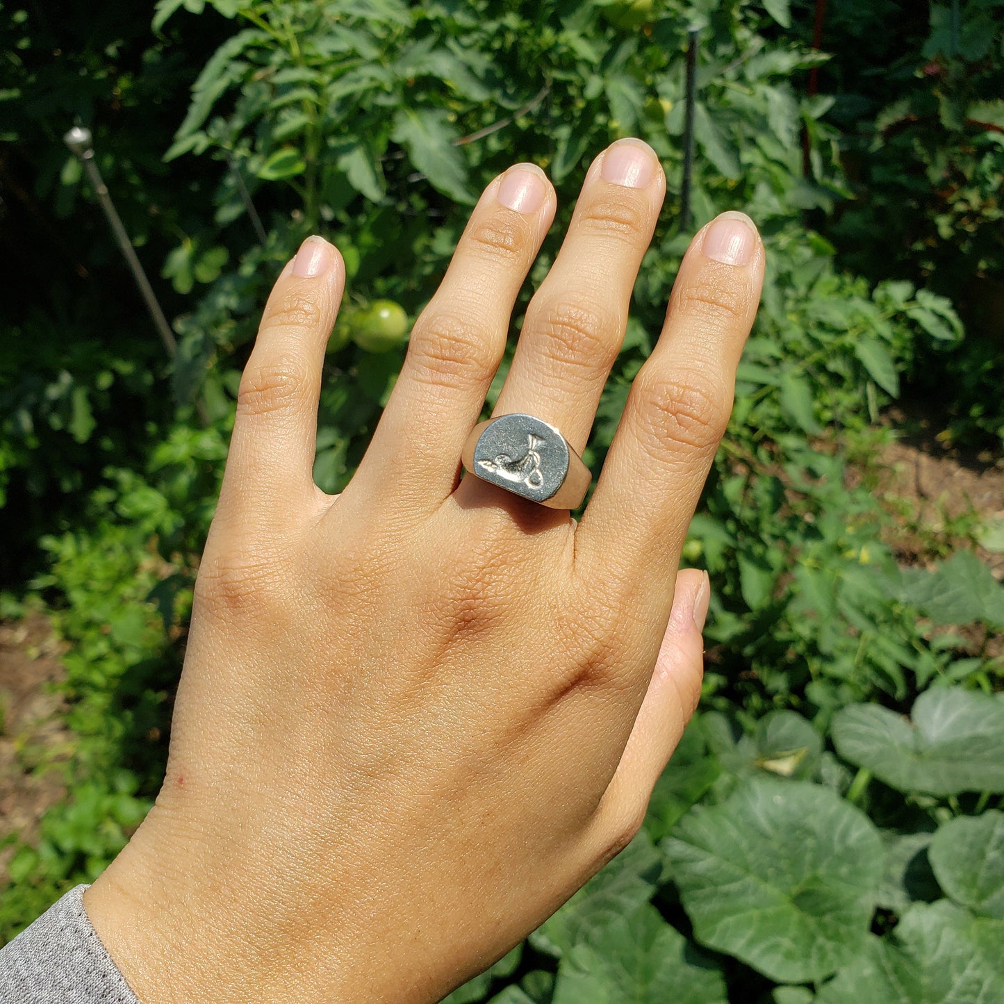 Coin pouch wax seal signet ring