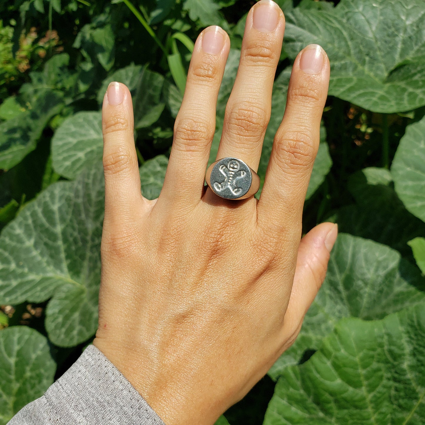 Ginger bread man wax seal signet ring