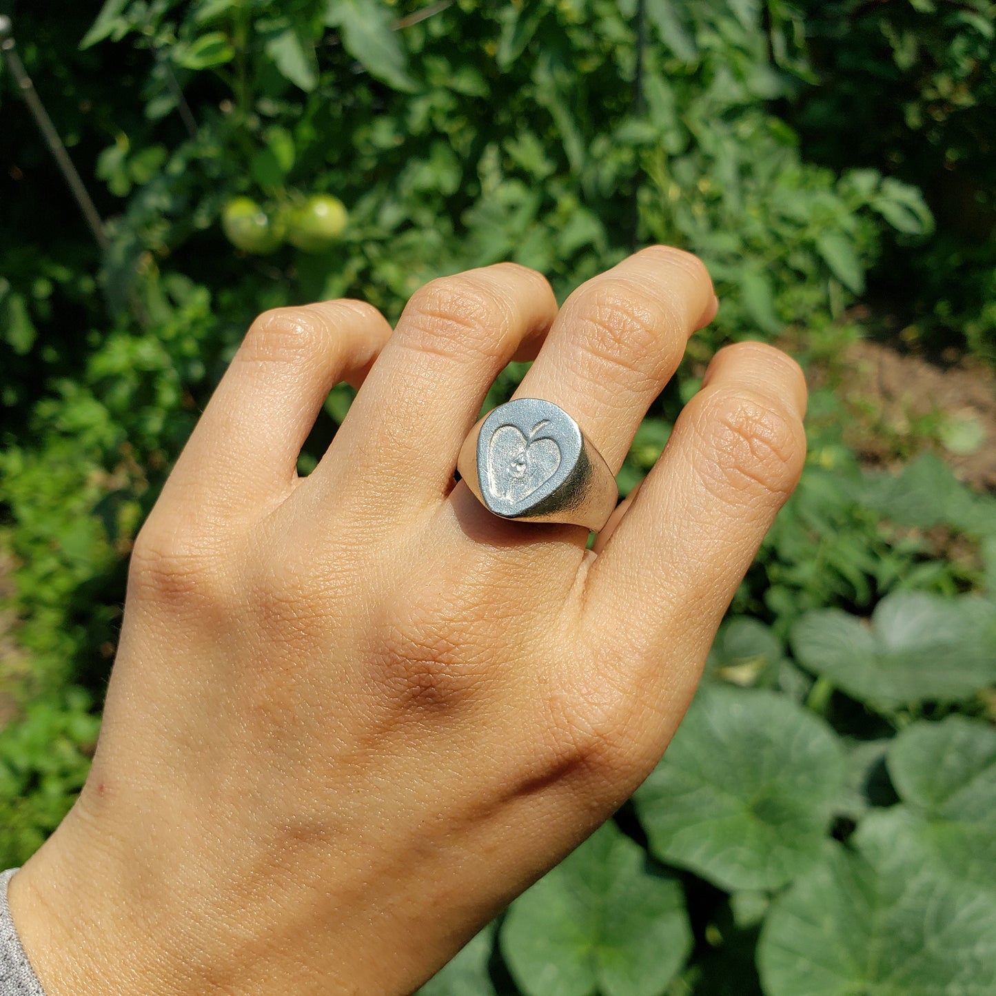 apple half wax seal signet ring