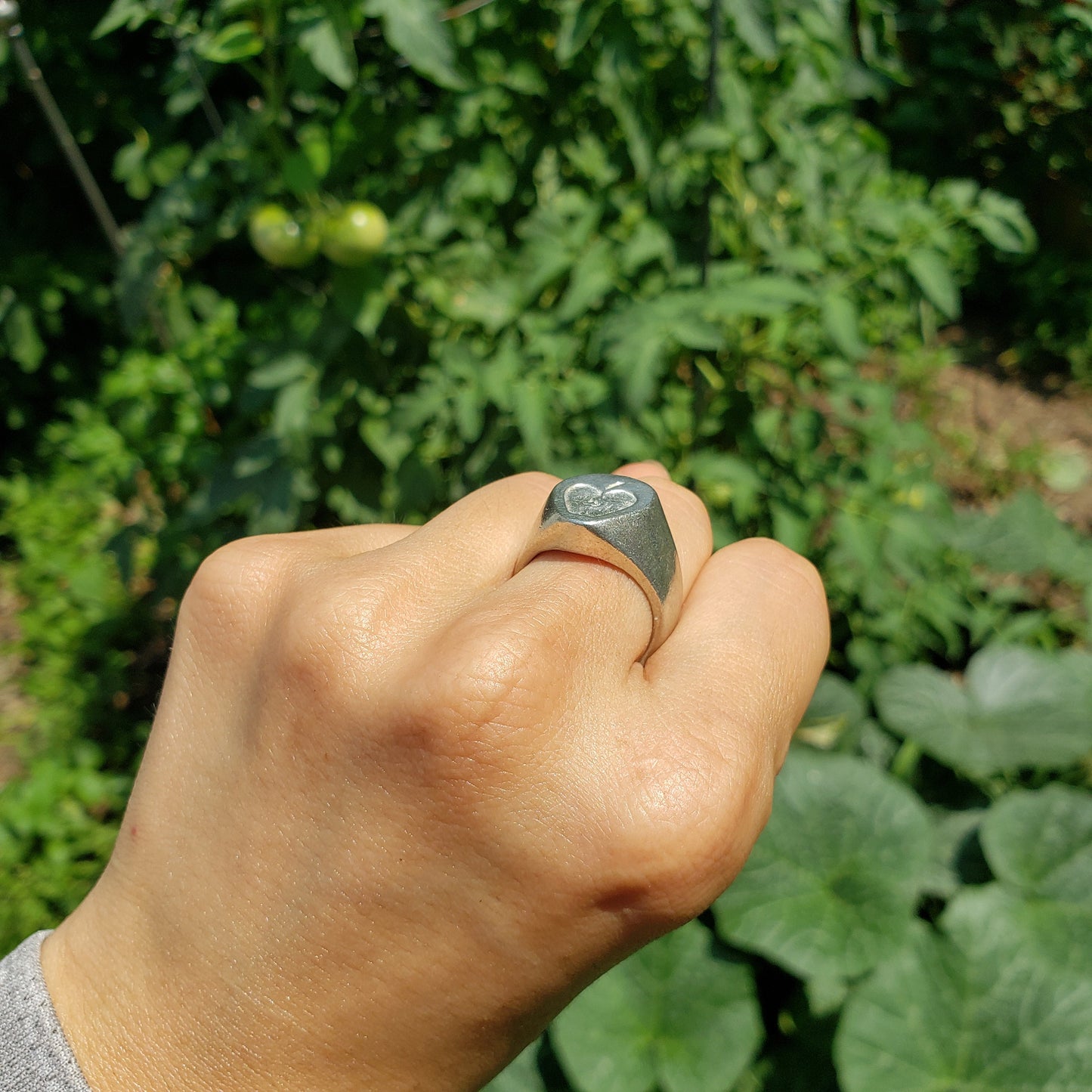 apple half wax seal signet ring