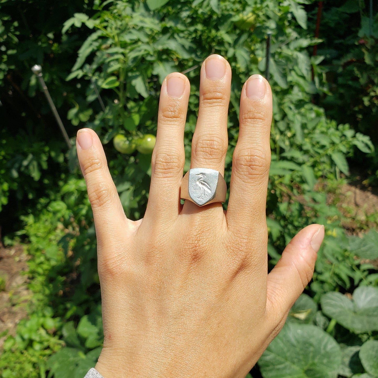 Heron wax seal signet ring