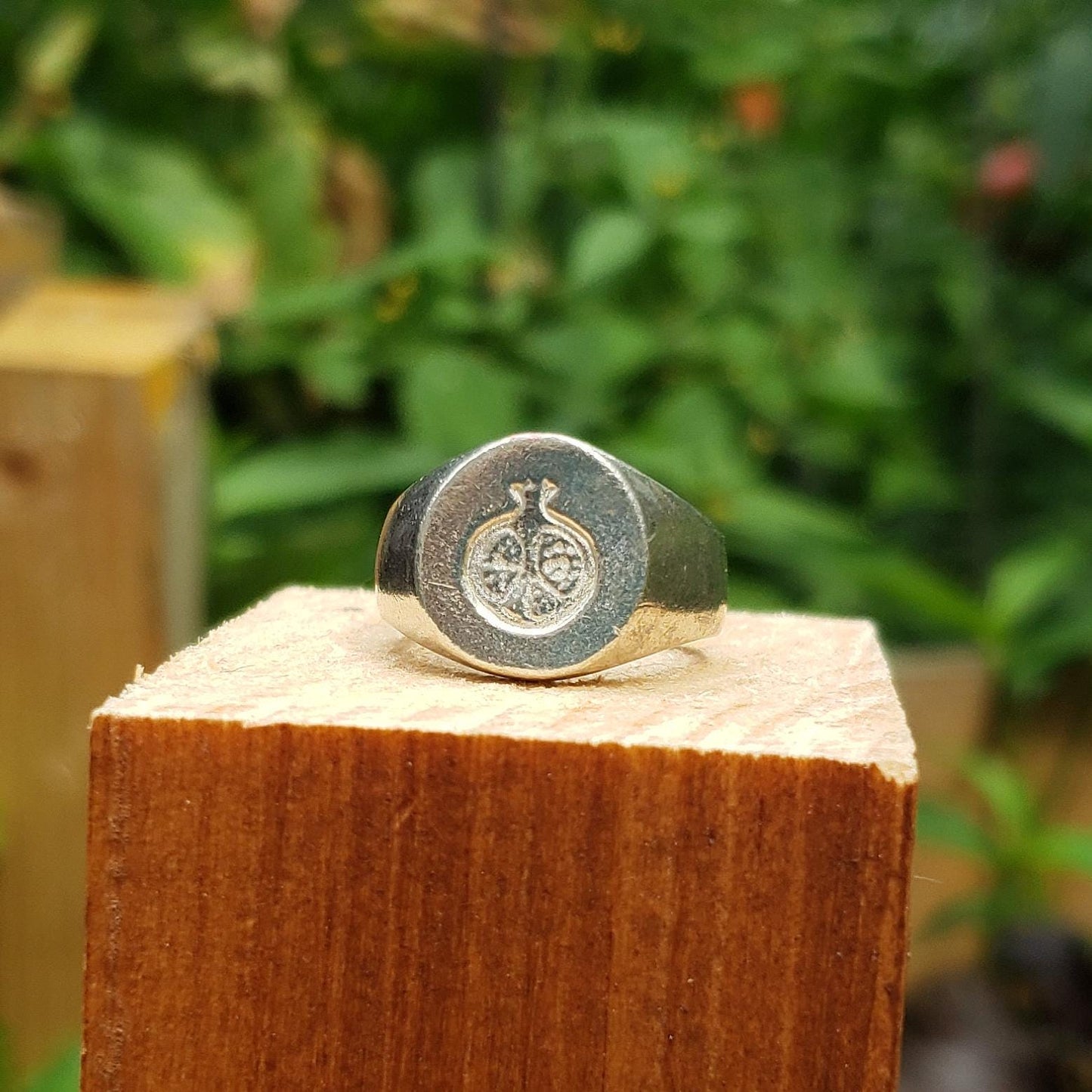 Pomegranate wax seal signet ring