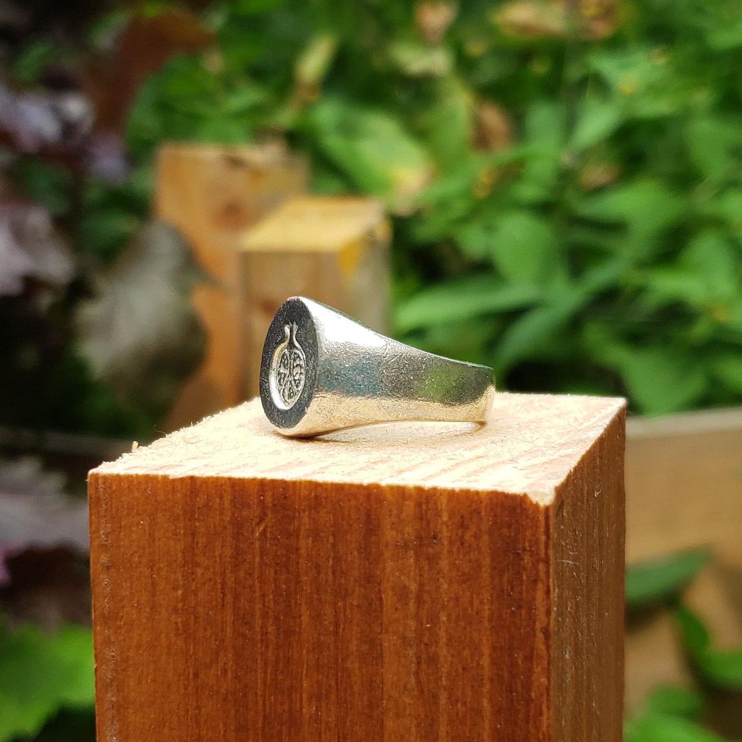 Pomegranate wax seal signet ring