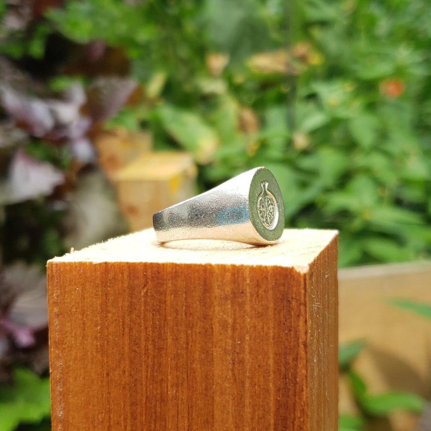 Pomegranate wax seal signet ring
