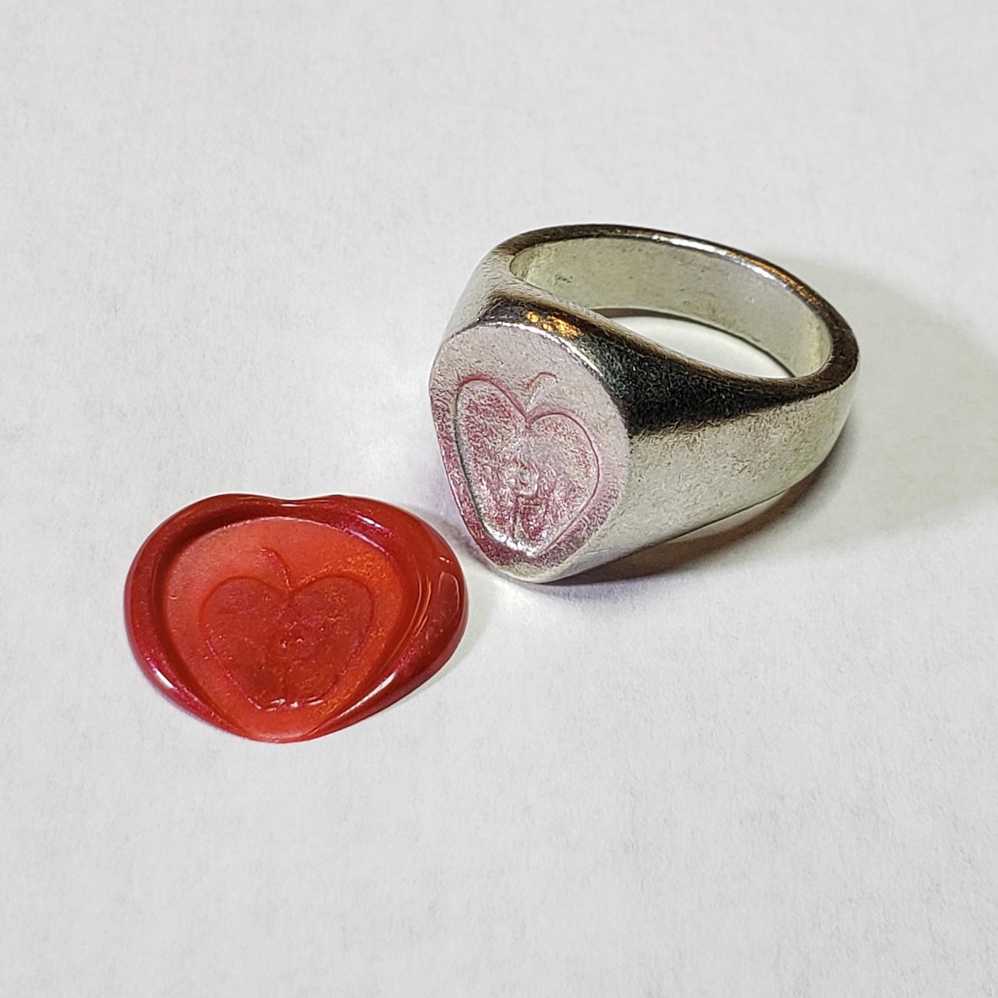 apple half wax seal signet ring