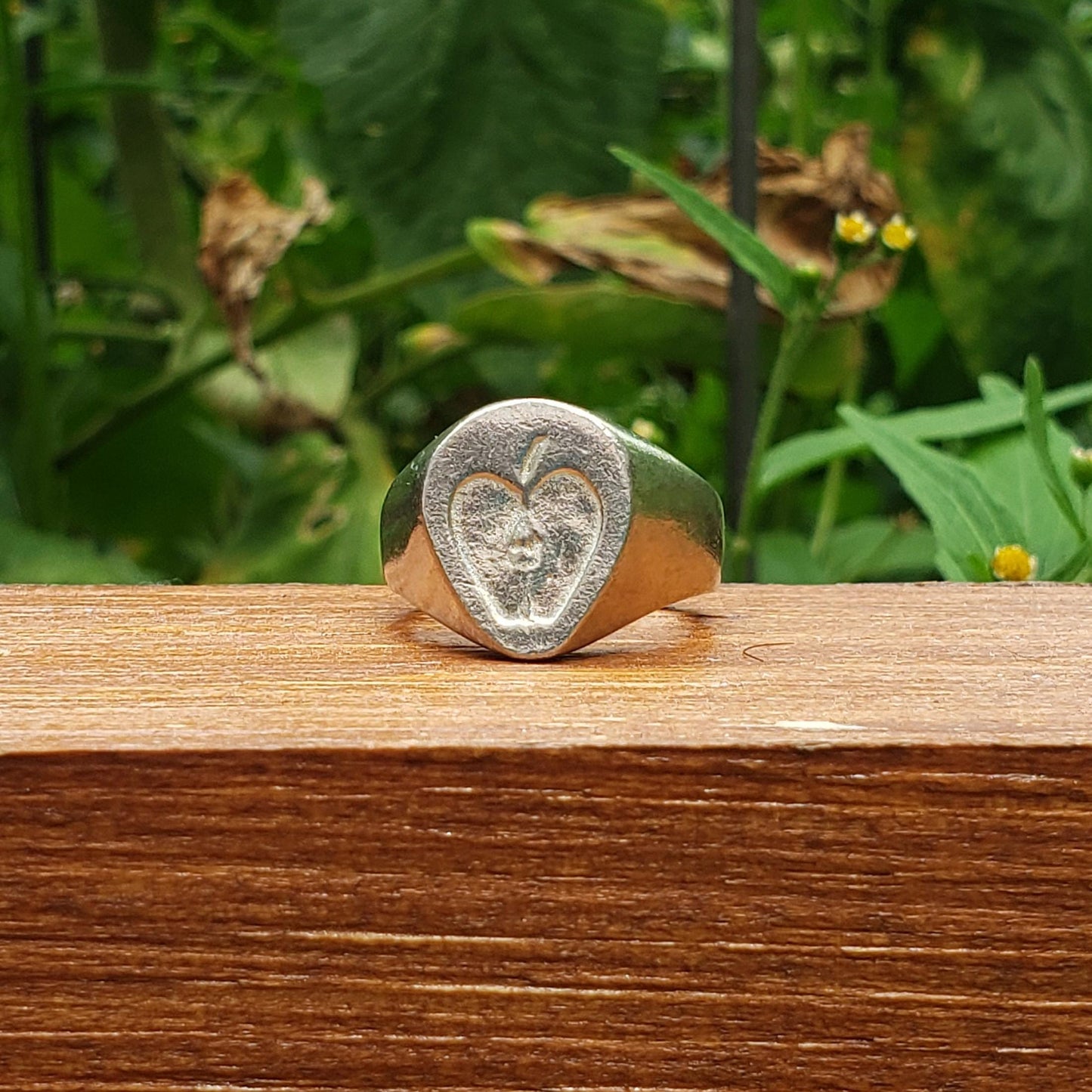 apple half wax seal signet ring