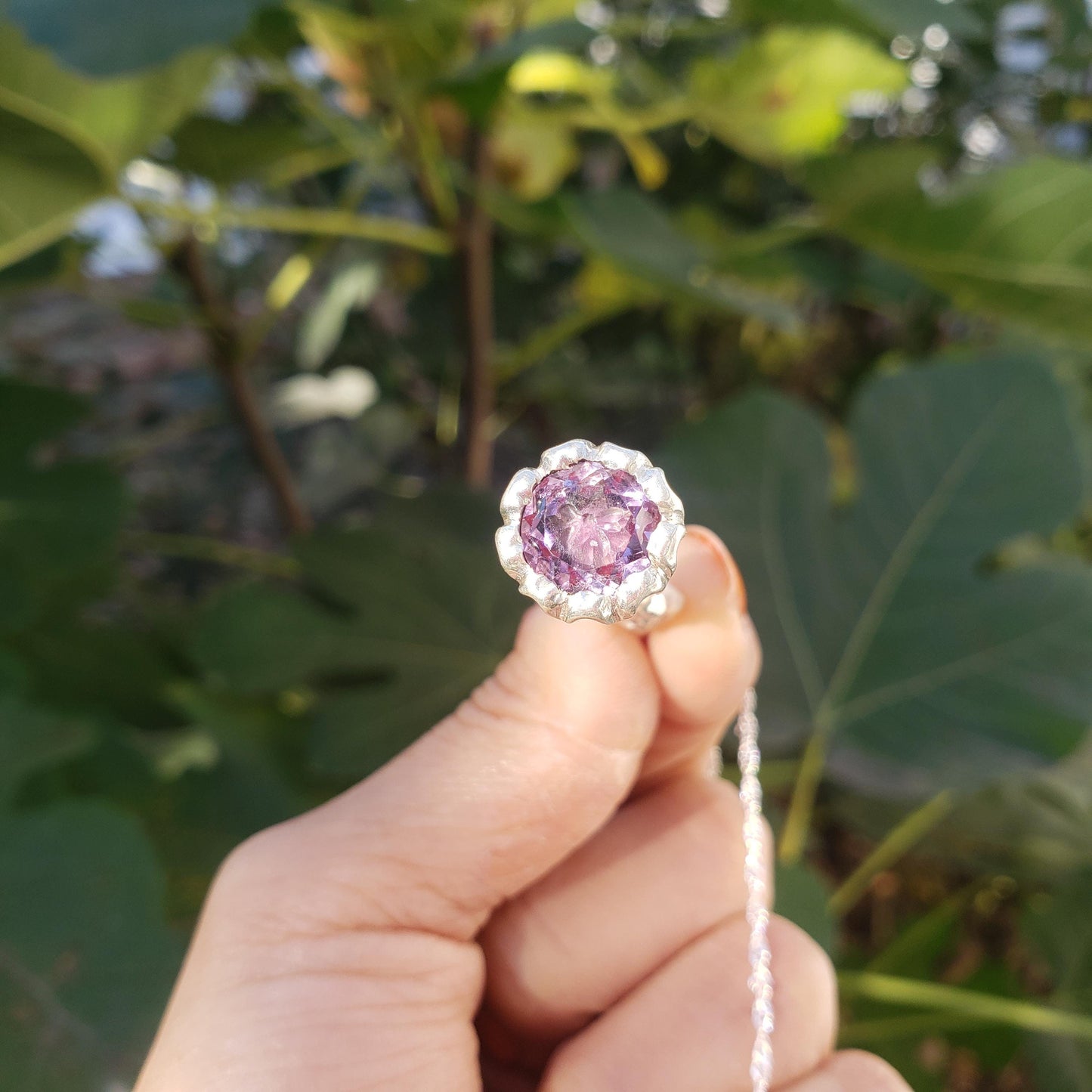 amethyst bow stamp figurine pendant