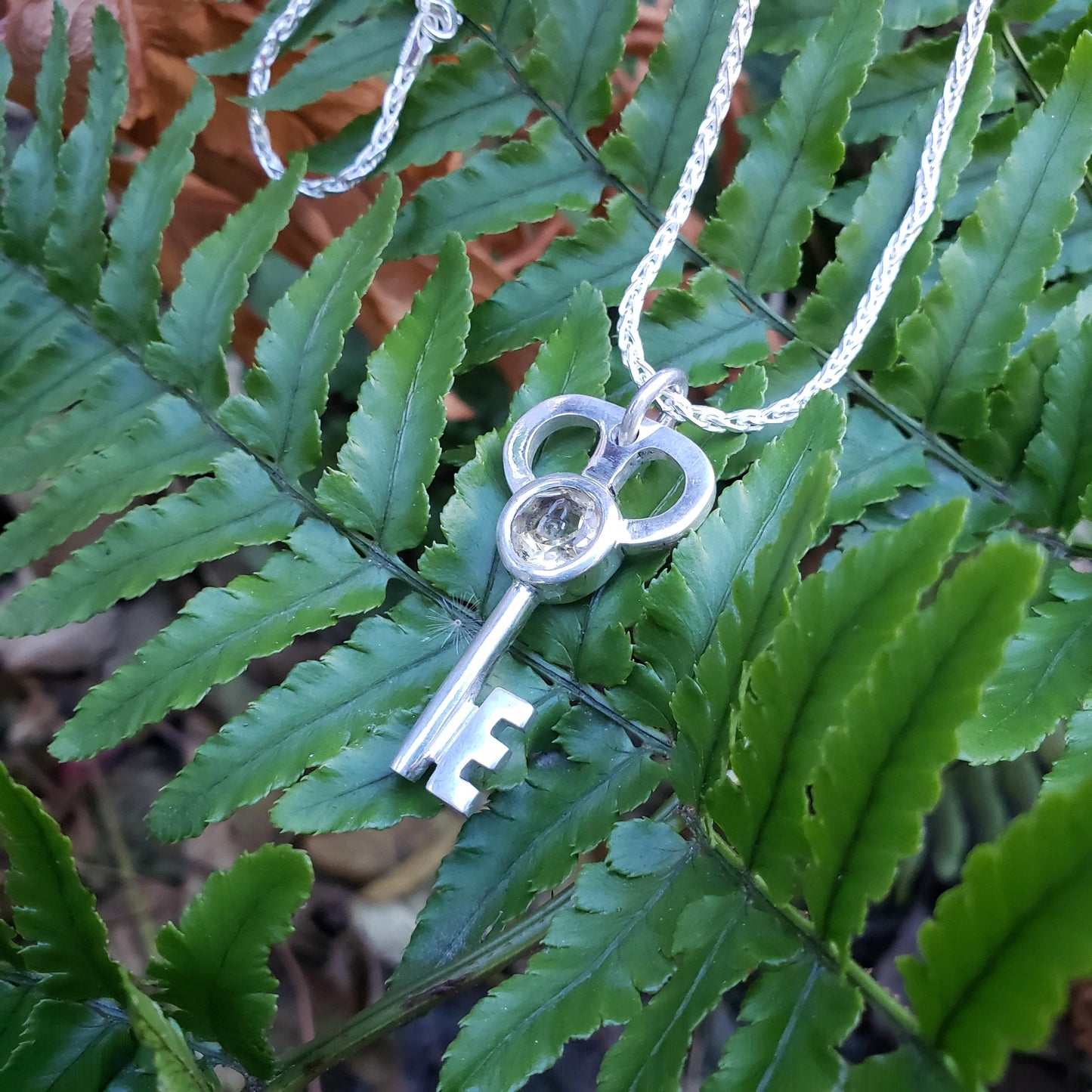 citrine lock and key pendant