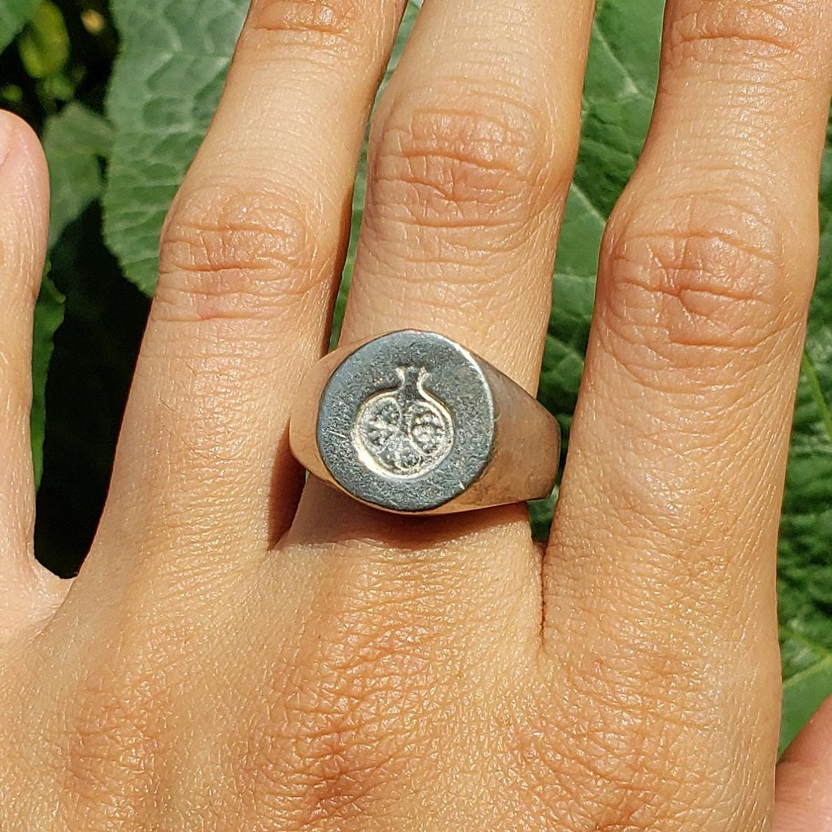 Pomegranate wax seal signet ring