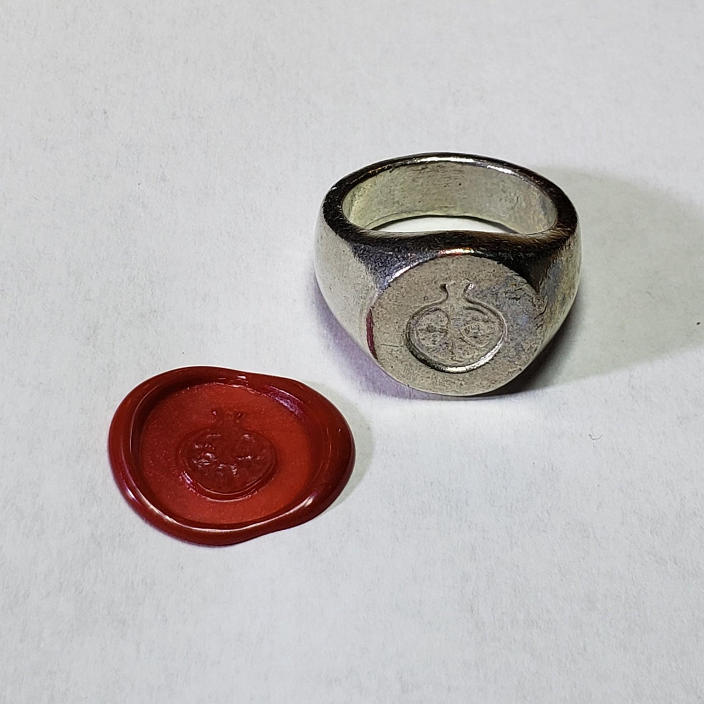 Pomegranate wax seal signet ring