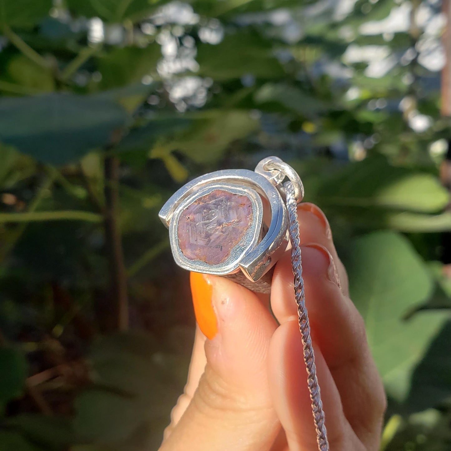 raw star ruby witch tower pendant