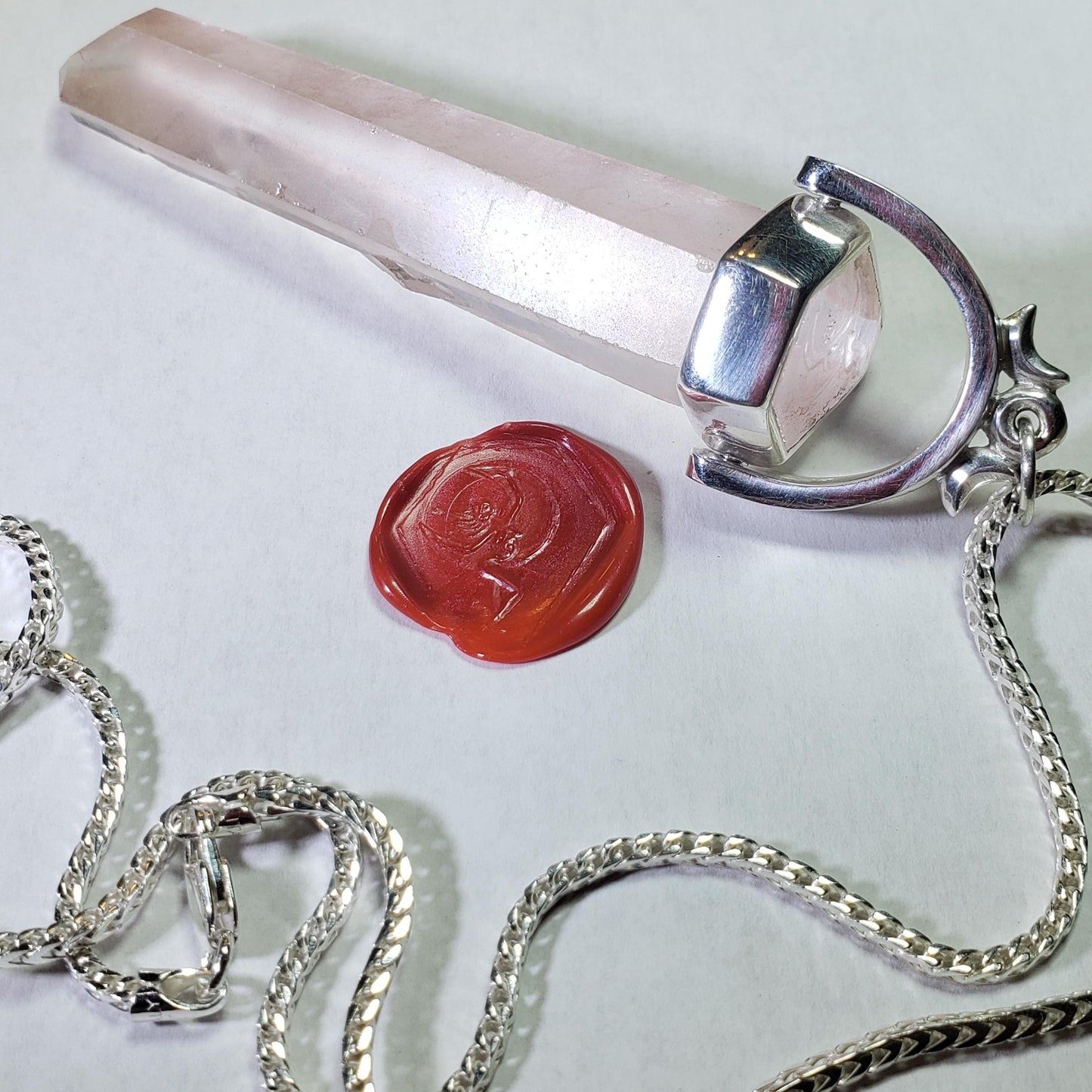 quartz tower moon dance stamp pendant