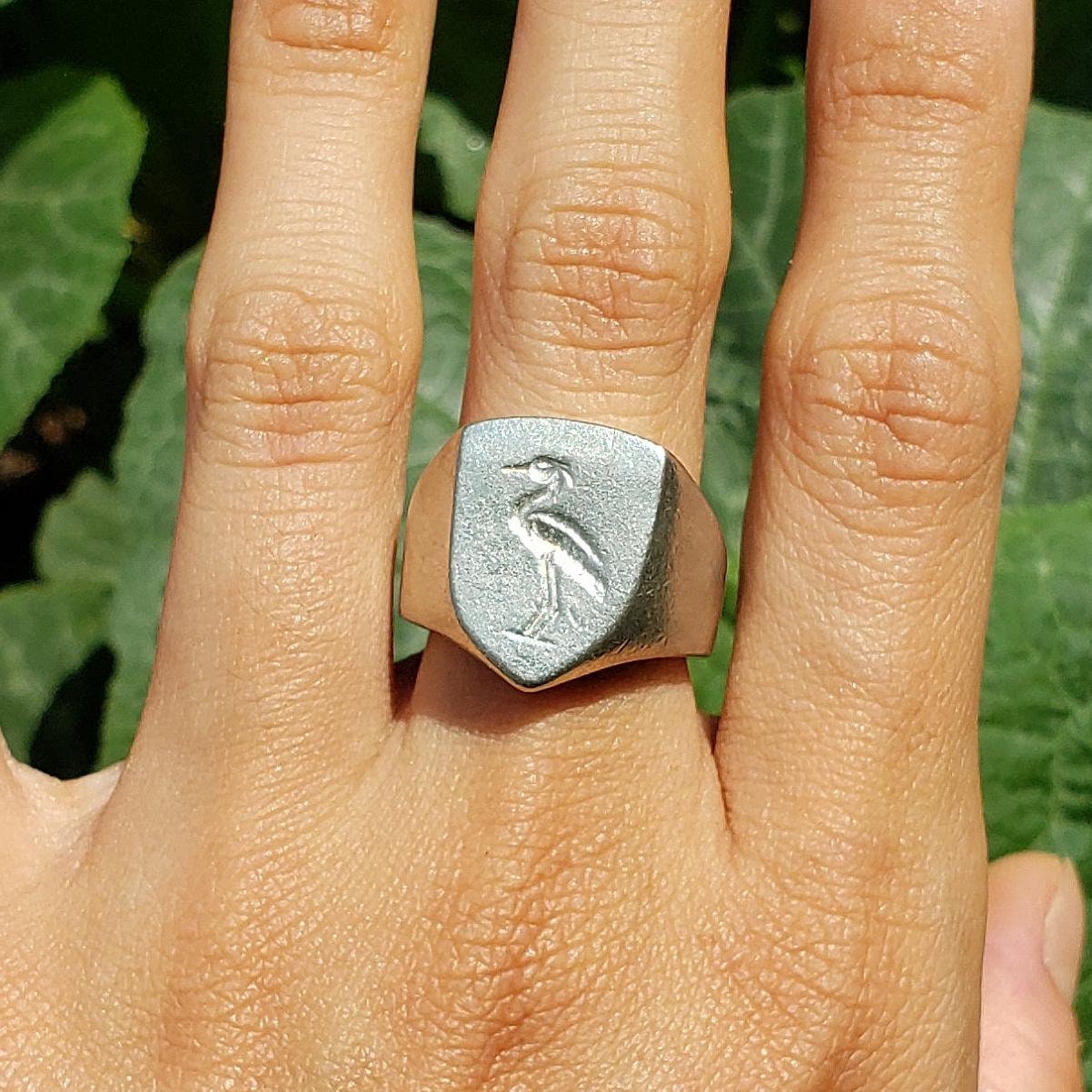 Heron wax seal signet ring