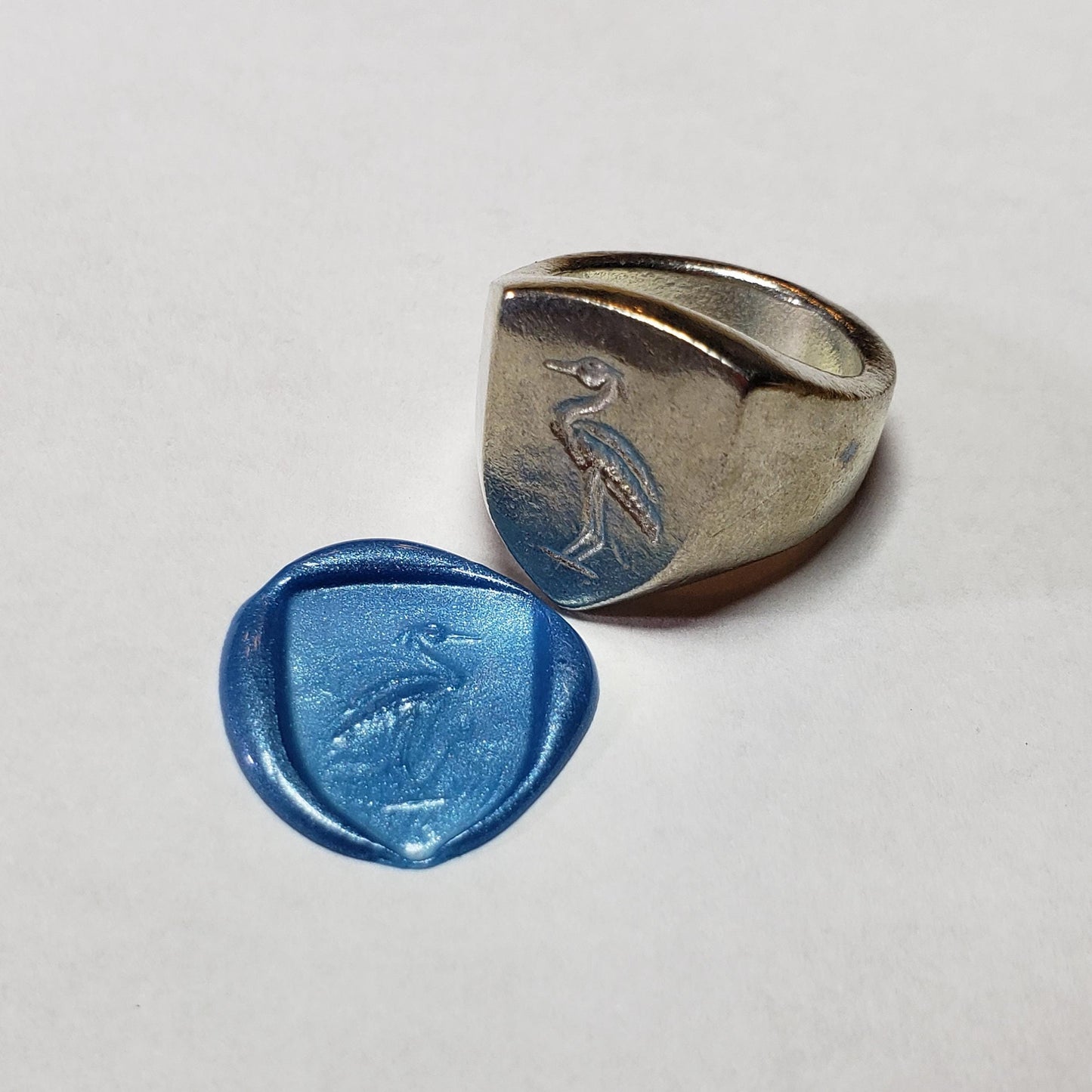 Heron wax seal signet ring