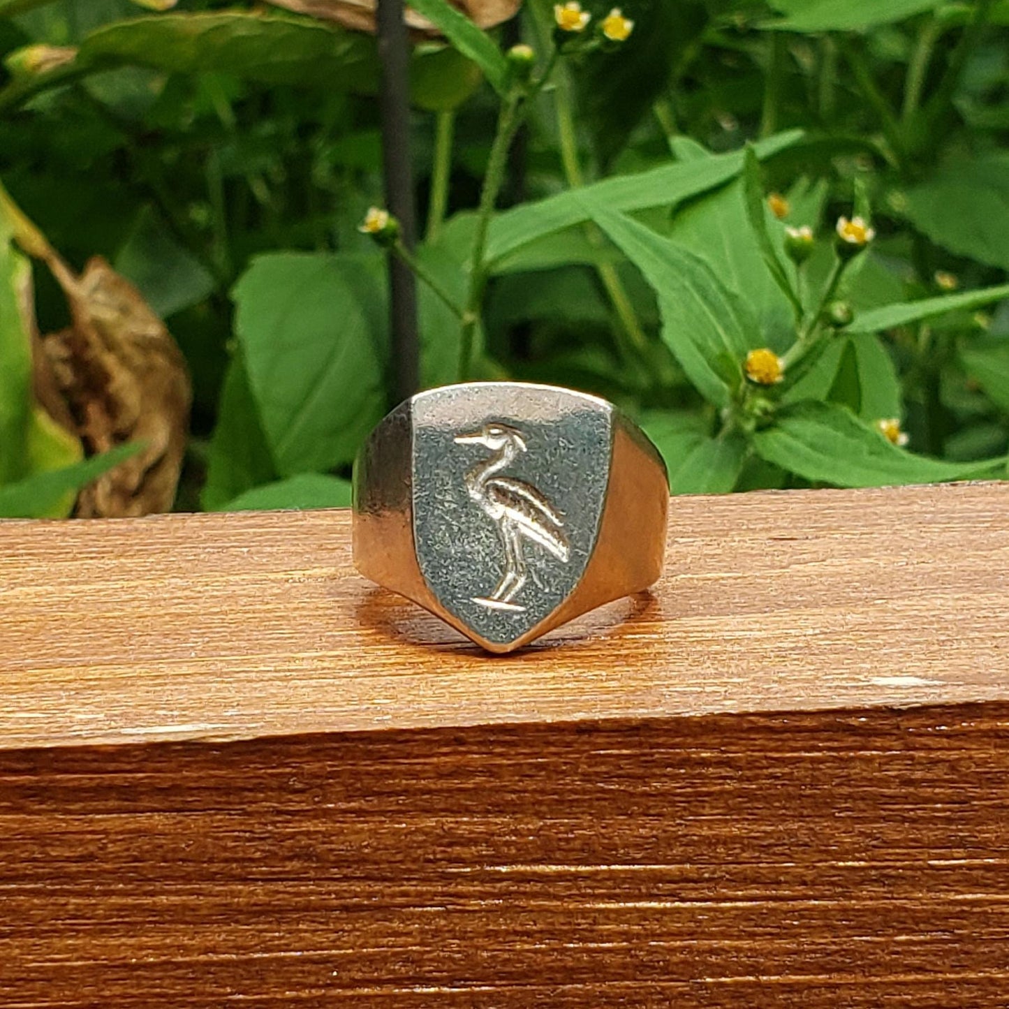 Heron wax seal signet ring