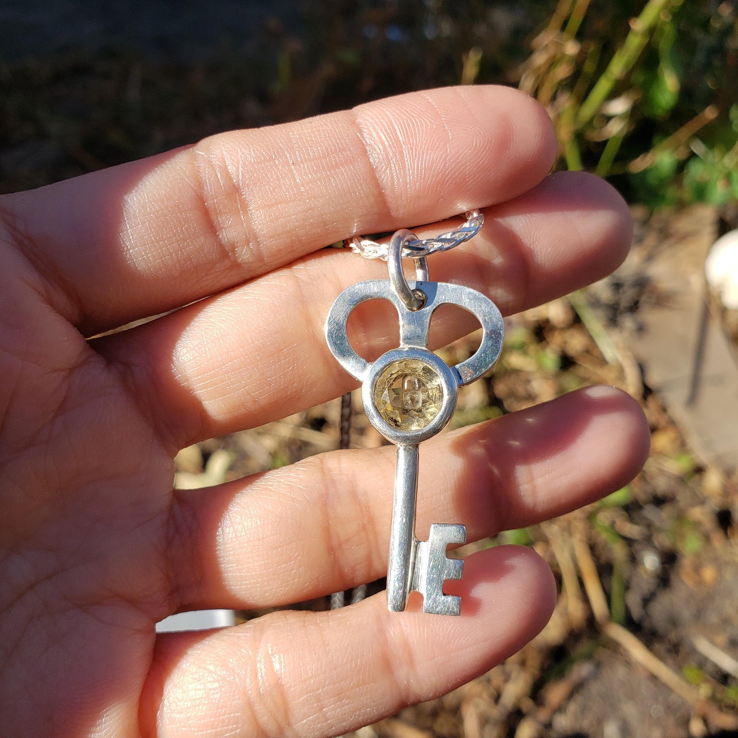 citrine lock and key pendant