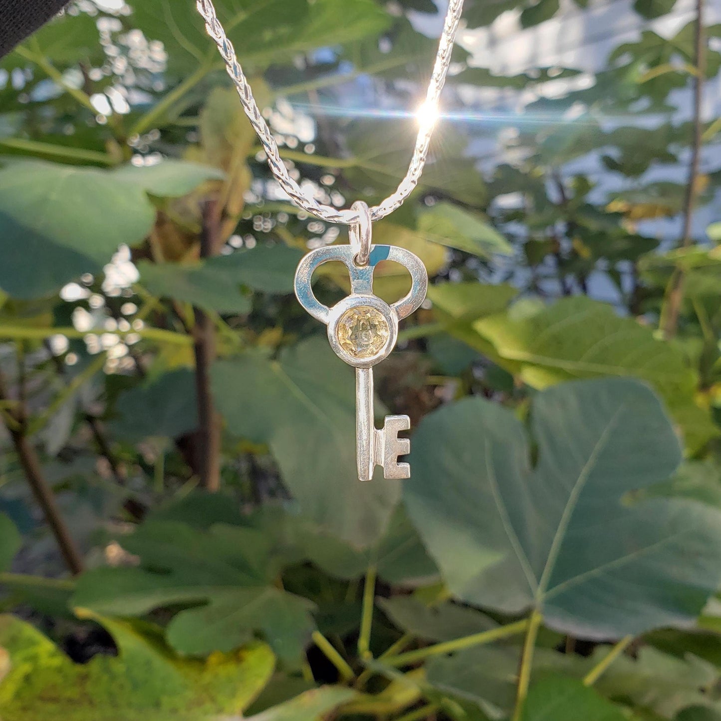 citrine lock and key pendant