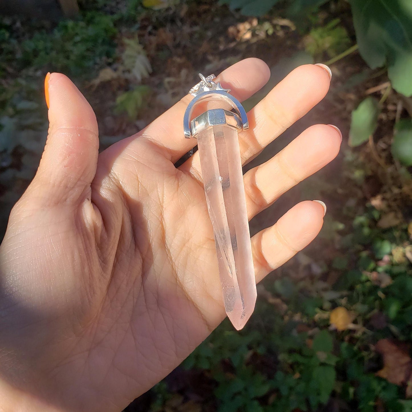quartz tower moon dance stamp pendant