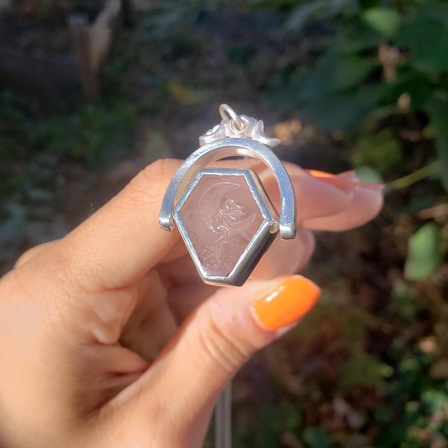 quartz tower moon dance stamp pendant
