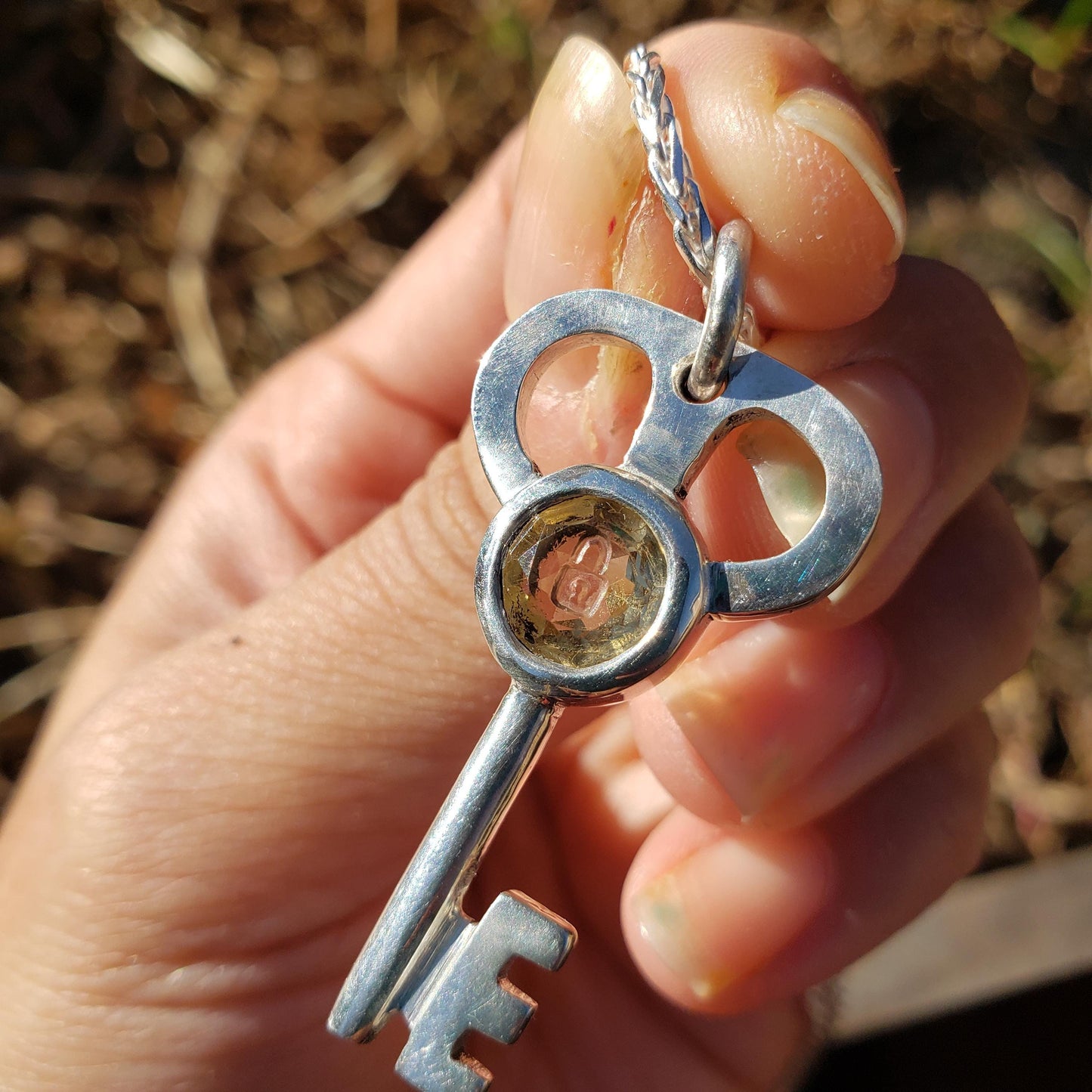 citrine lock and key pendant