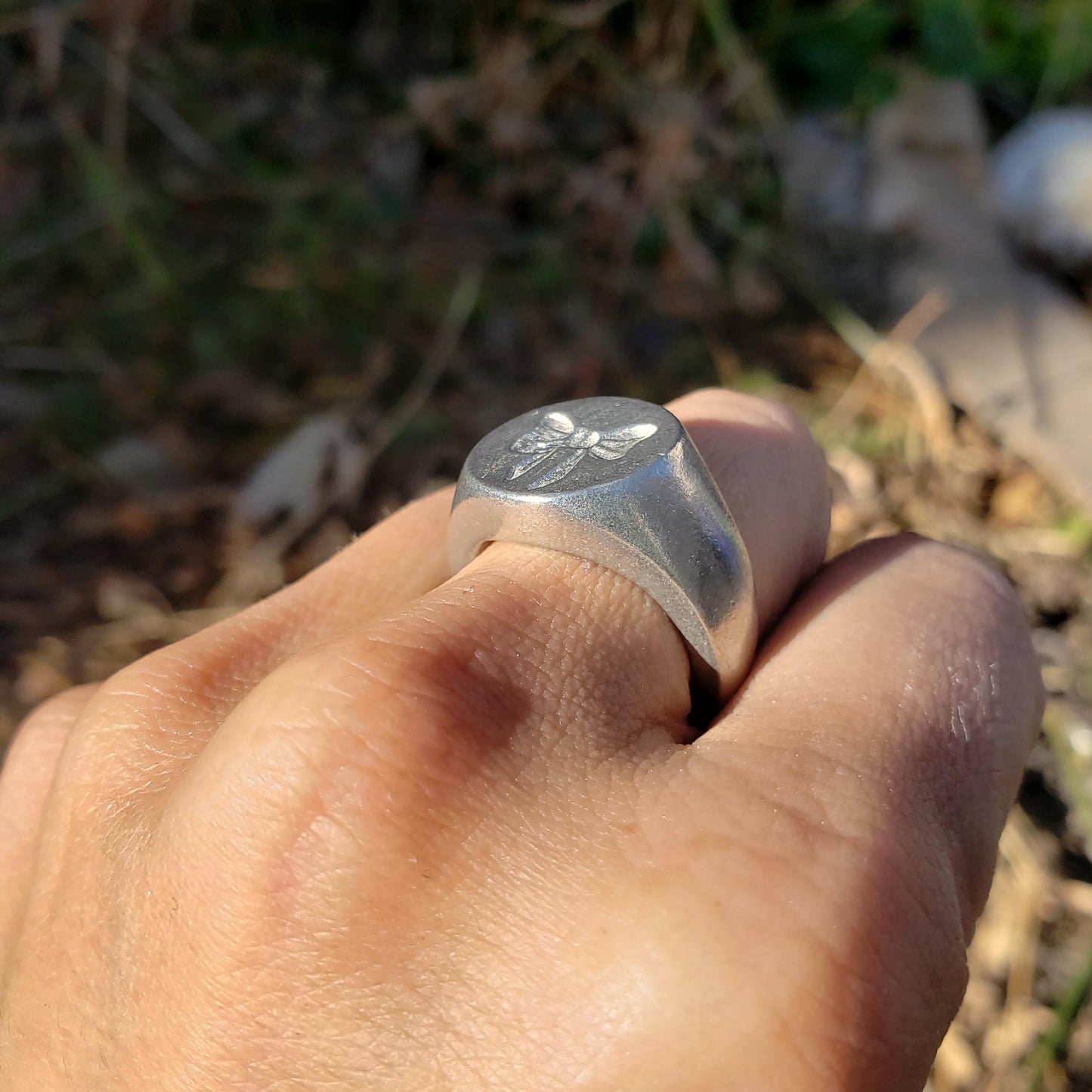 Ribbon bow wax seal signet ring