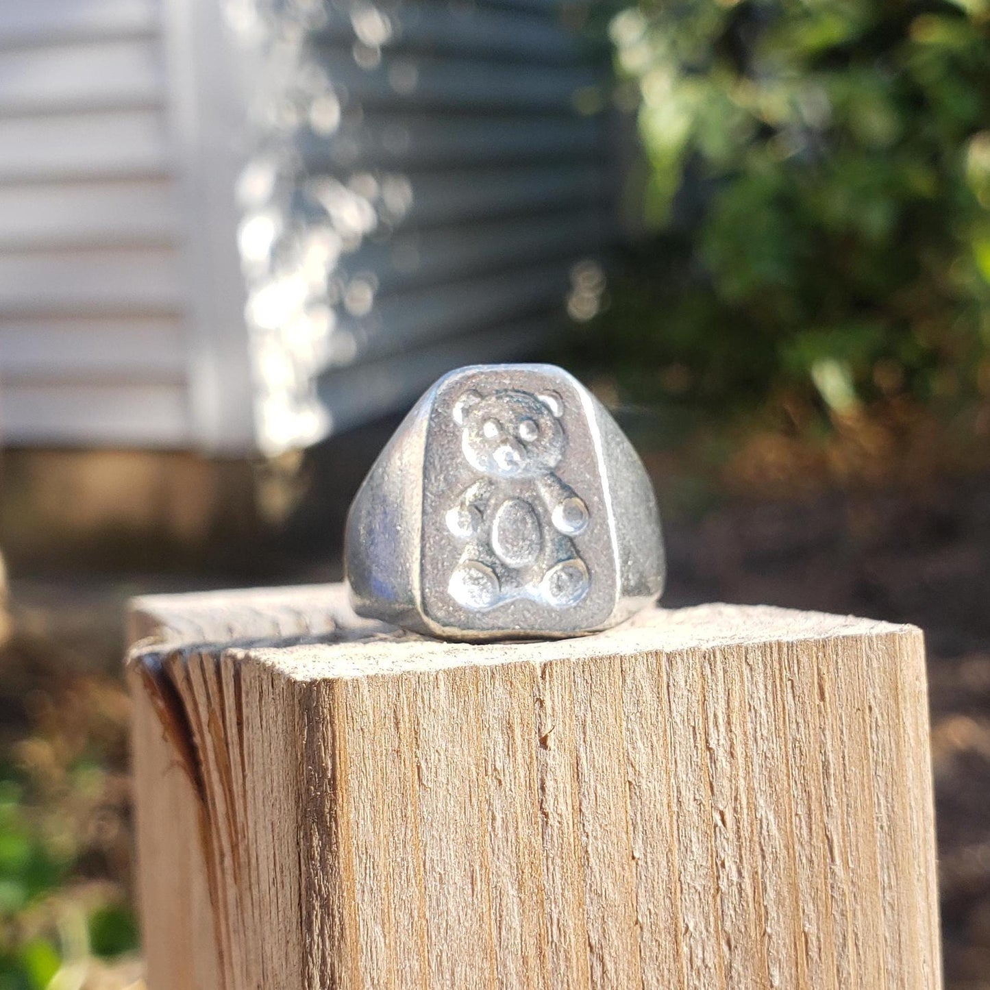 Teddy bear wax seal signet ring