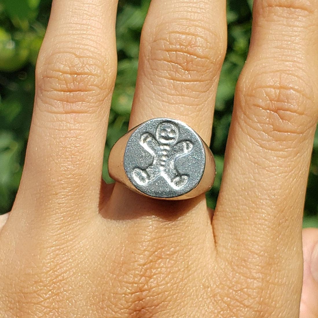 Ginger bread man wax seal signet ring
