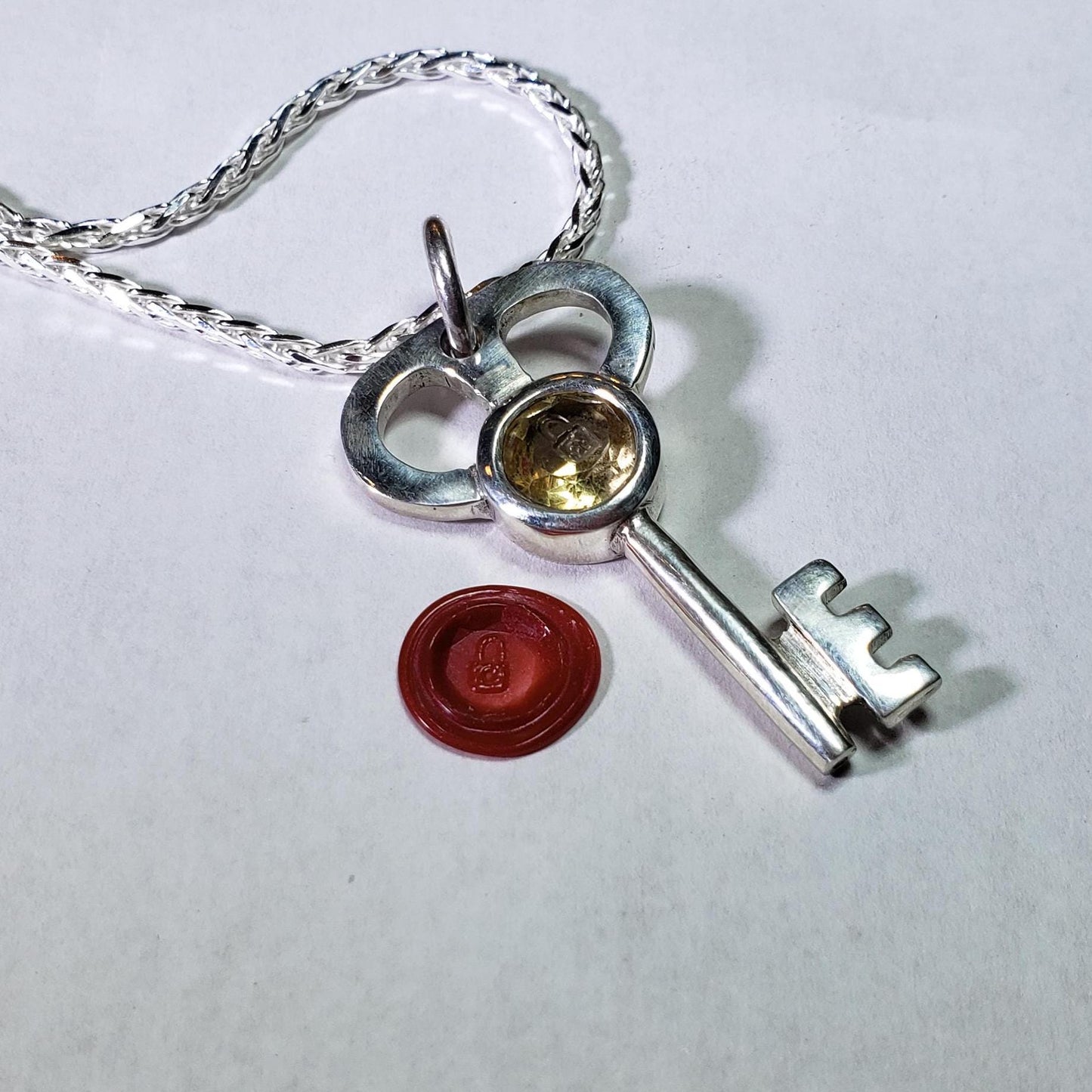 citrine lock and key pendant