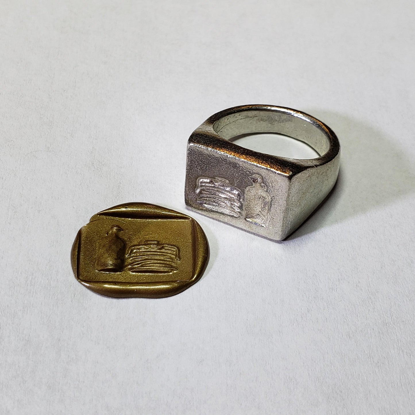 Pancakes wax seal signet ring
