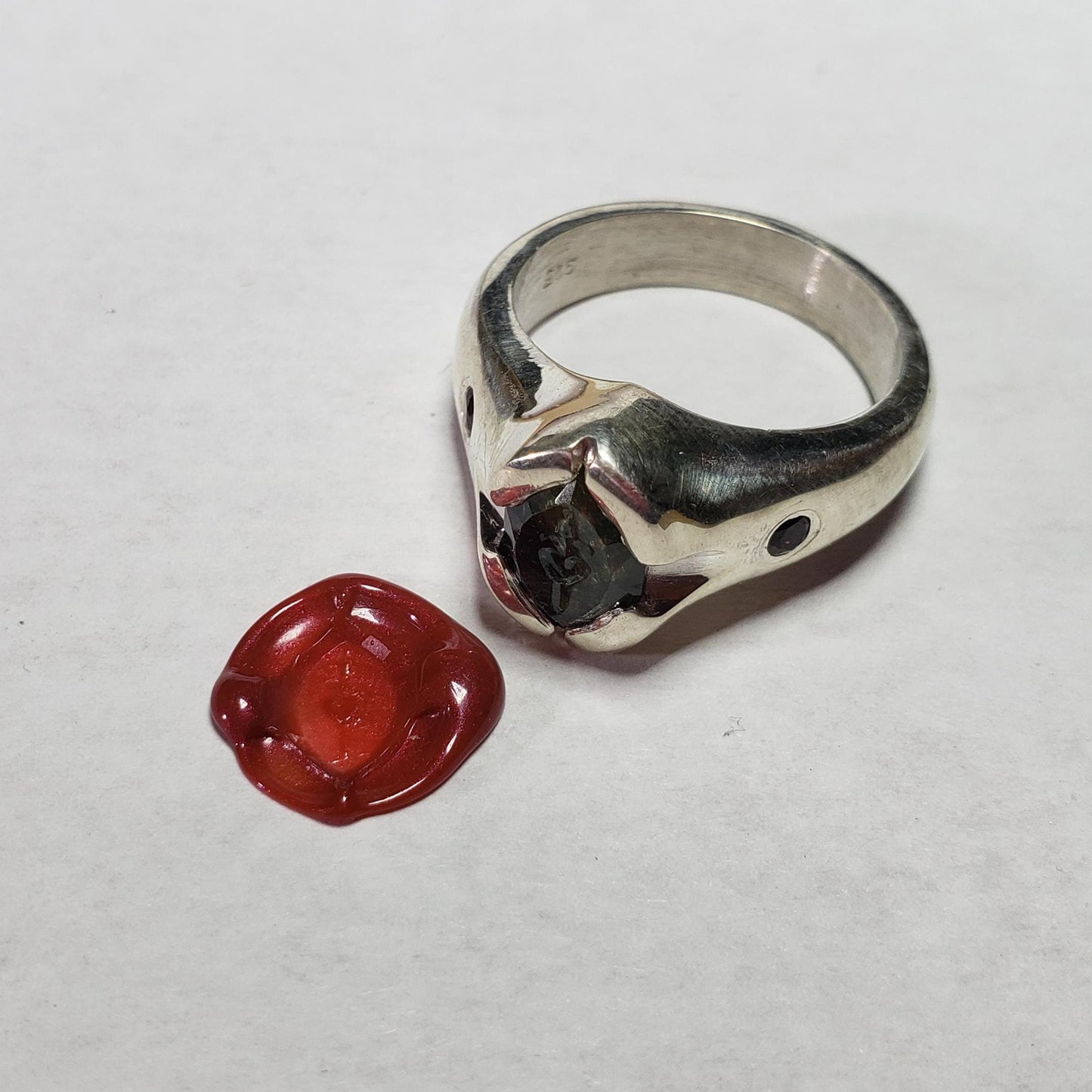 sapphire heart dagger silver ring