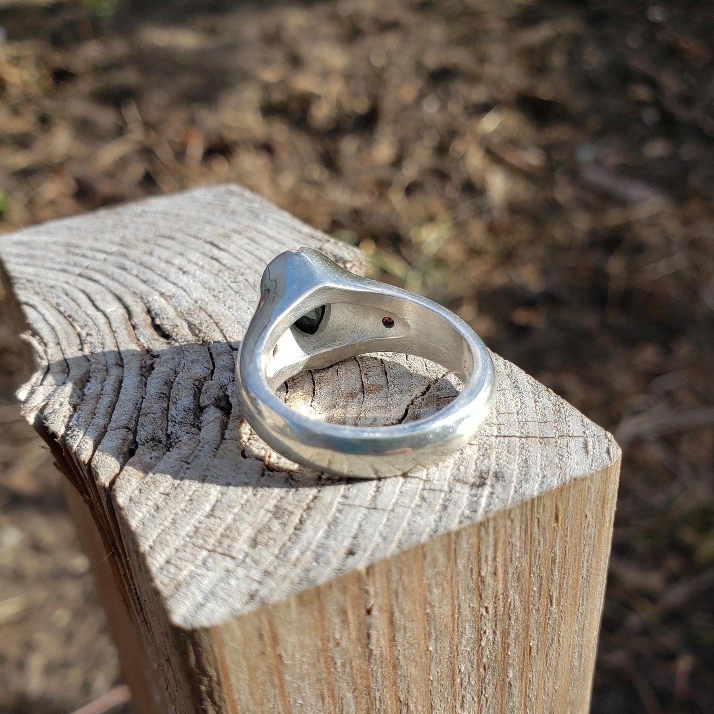 sapphire heart dagger silver ring