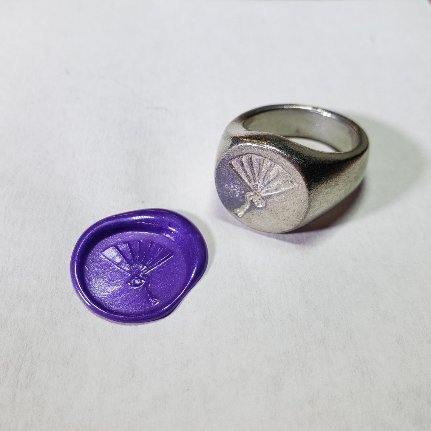 Fan wax seal signet ring