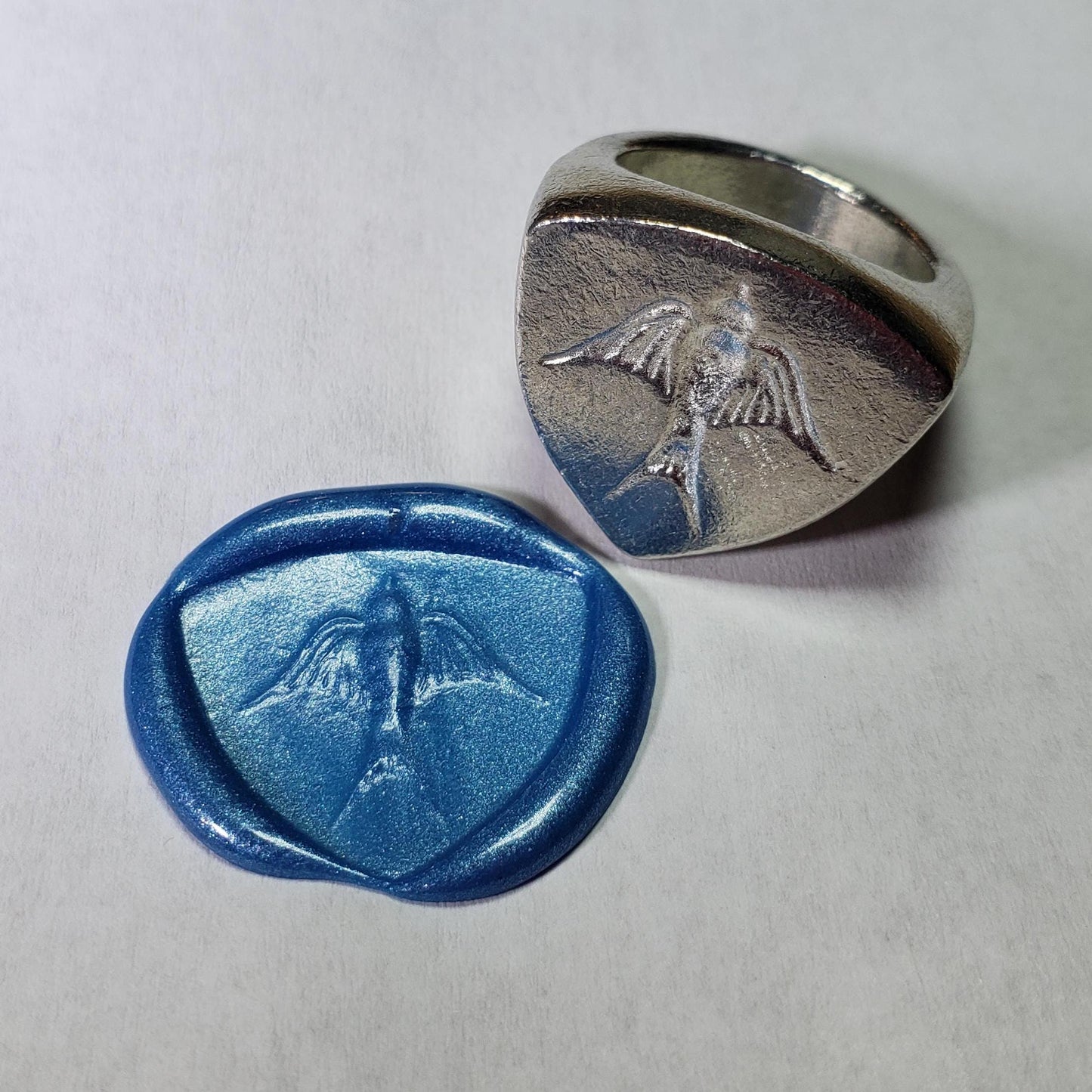 Swallow wax seal signet ring