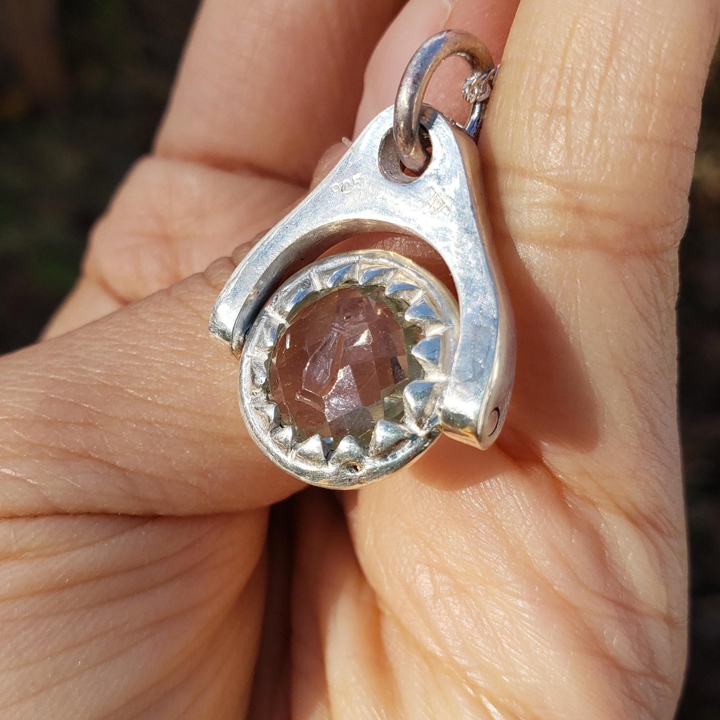 Chess queen checkerboard quartz pendant