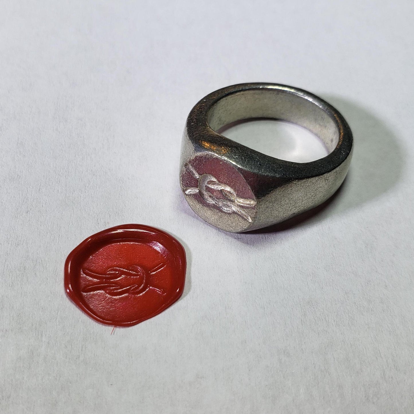 Square knot wax seal signet ring