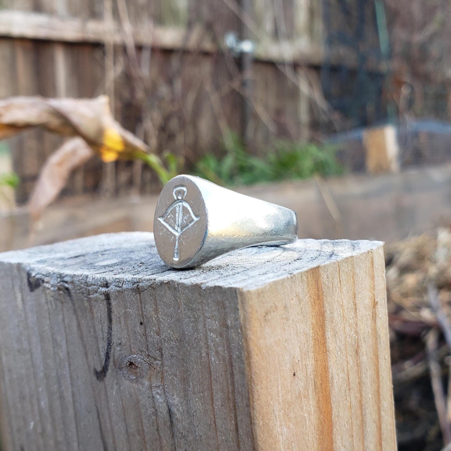 Crossbow wax seal signet ring