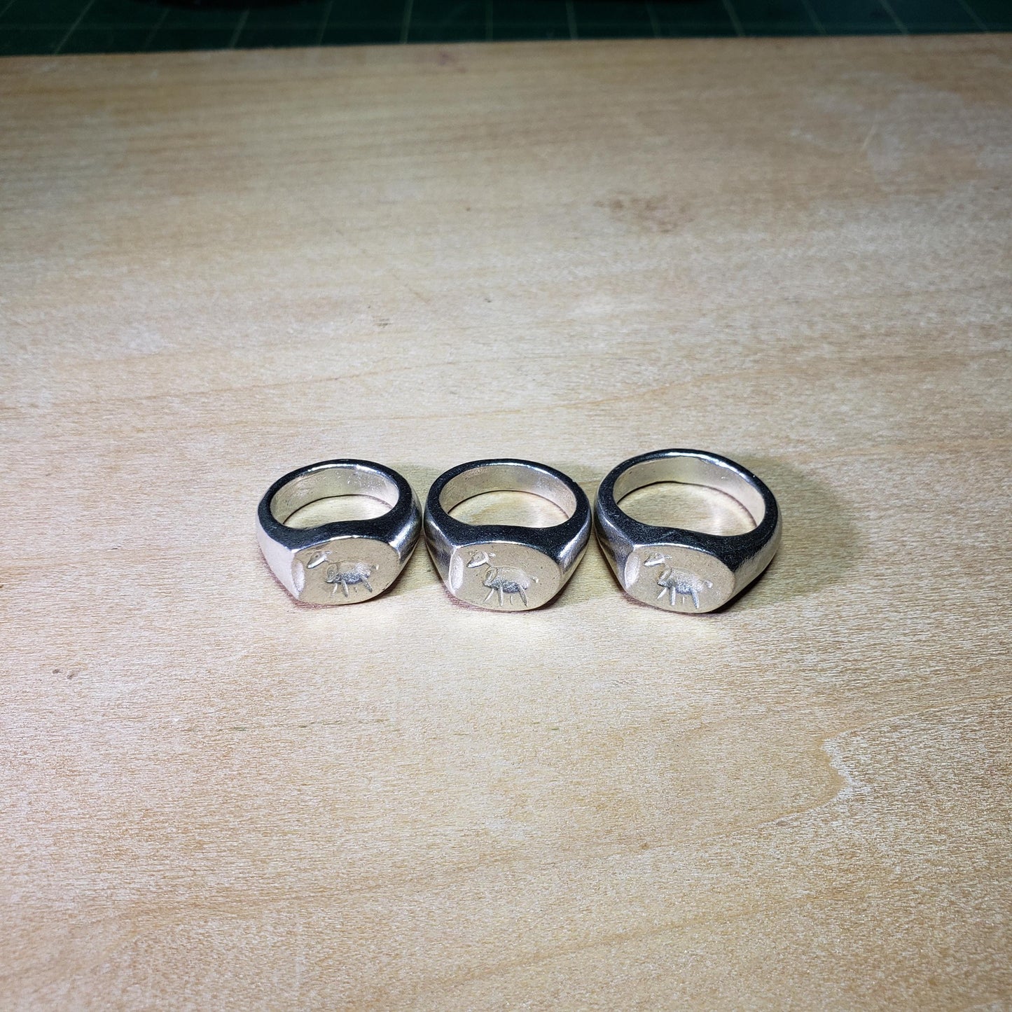 Olive ewe wax seal signet ring