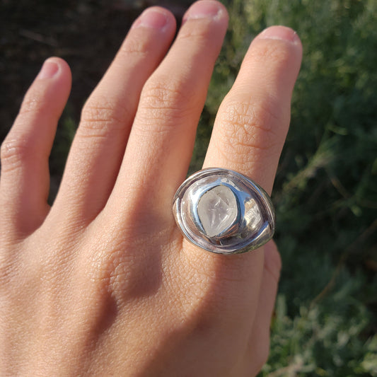 Mooning moonstone signet ring